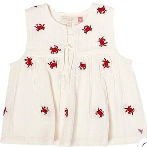 Pink Chicken Jade Top with Red Crab Design 6Y